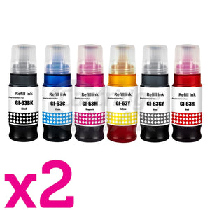 12-Pack Generic Canon GI63 Ink Bottle [2BK,2C,2M,2Y,2GY,2R]