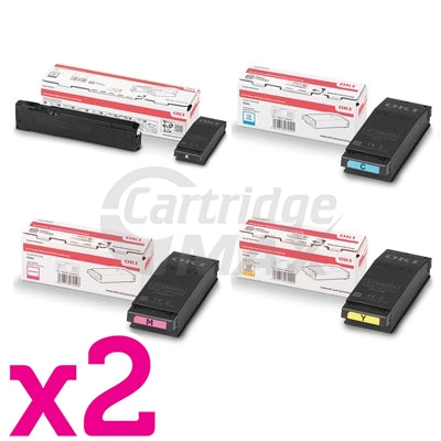 2 Sets of 4 Pack OKI Original C650 C650dn Toner Cartridge Combo YA8001-1088G036 - YA8001-1088G033 [2BK,2C,2M,2Y]