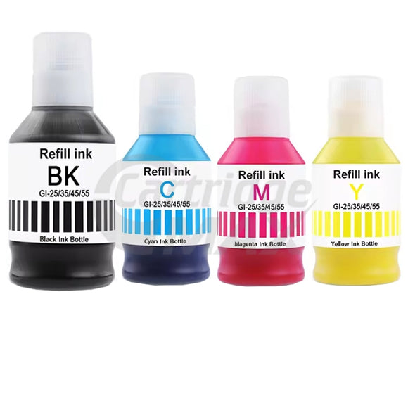 5-Pack Generic Canon GI-55 Ink Bottle Combo [2BK,1C,1M,1Y]