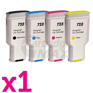 4 Pack HP 728 / 728B Generic 300ML Inkjet Cartridges F9J68A / 3WX30A + F9K17A - F9K15A [1MBK,1C,1M,1Y]