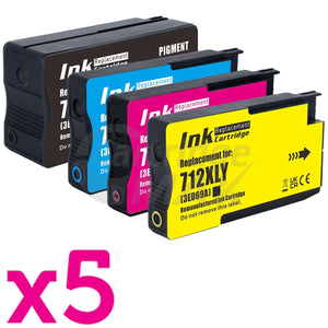 20 Pack HP 712B / 712 Generic Ink Cartridges Combo [5BK,5C,5M,5Y]