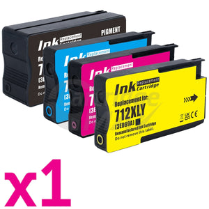 4 Pack HP 712B / 712 Generic Ink Cartridges Combo [1BK,1C,1M,1Y]