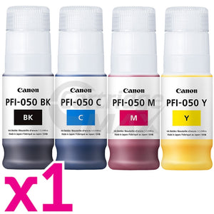 4 Pack Original Canon PFI-050 Ink Bottles Combo [1BK,1C,1M,1Y]