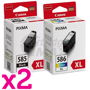 4-Pack Canon PG-585XL CL-586XL Original High Yield Ink Cartridges Combo [2Black + 2Colour]