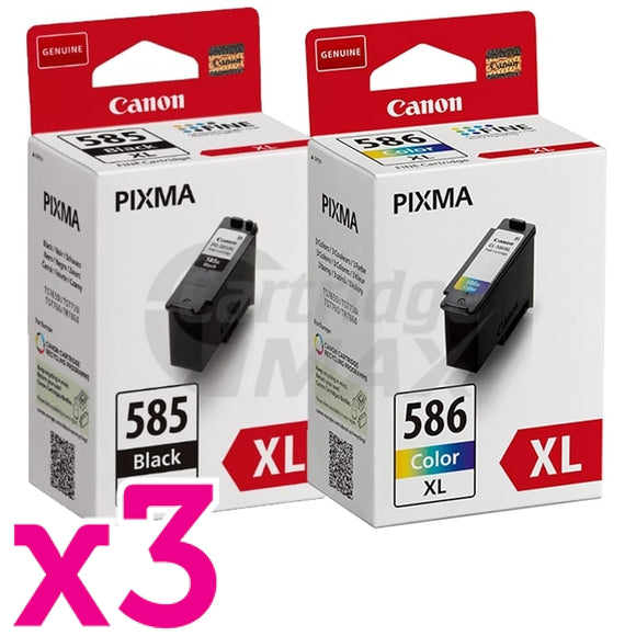 6-Pack Canon PG-585XL CL-586XL Original High Yield Ink Cartridges Combo [3Black + 3Colour]