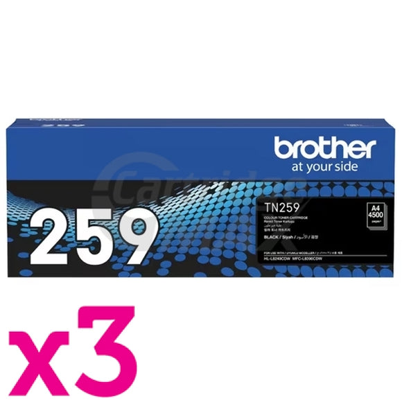 3 x Brother TN-259BK Original Black Super High Yield Toner Cartridge