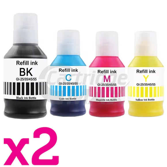 8-Pack Generic Canon GI-55 Ink Bottle Combo [2BK,2C,2M,2Y]