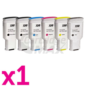 6 Pack HP 730 Generic 300ML DesignJet Inkjet Cartridge P2V68A - P2V73A / 3ED49A - 3ED51A [1MBK,1PBK,1C,1M,1Y,1GY]