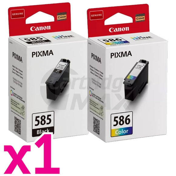 2-Pack Canon PG-585 CL-586 Original Ink Cartridges Combo [1Black + 1Colour]