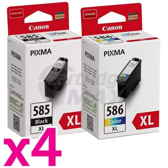 8-Pack Canon PG-585XL CL-586XL Original High Yield Ink Cartridges Combo [4Black + 4Colour]