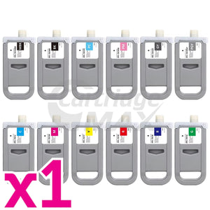 12 Pack Generic Canon PFI-701 Ink Cartridge High Yield 700ML Value Pack [BK+MBK+C+M+Y+GY+PC+PM+PGY+B+G+R]