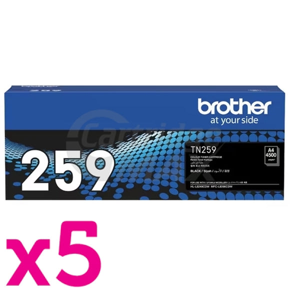 5 x Brother TN-259BK Original Black Super High Yield Toner Cartridge