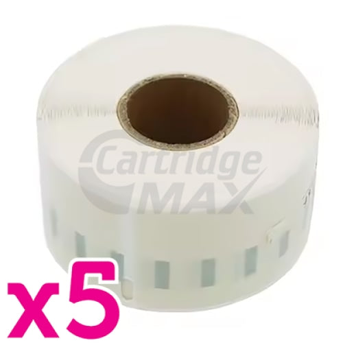 5 x Dymo SD99013 / S0722410 Generic Black on Clear Plastic Label Roll 36mm x 89mm - 260 labels per roll