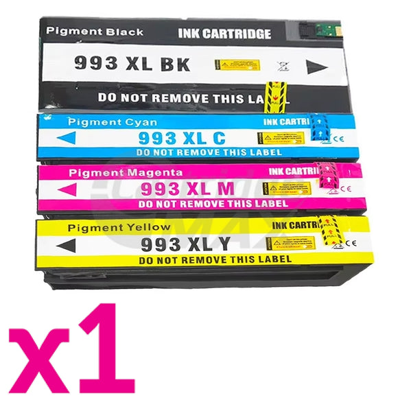 4 Pack HP 993X Generic High Yield Ink Cartridges Combo M0K04AA, M0J92AA, M0J96AA, M0K00AA [1BK,1C,1M,1Y]