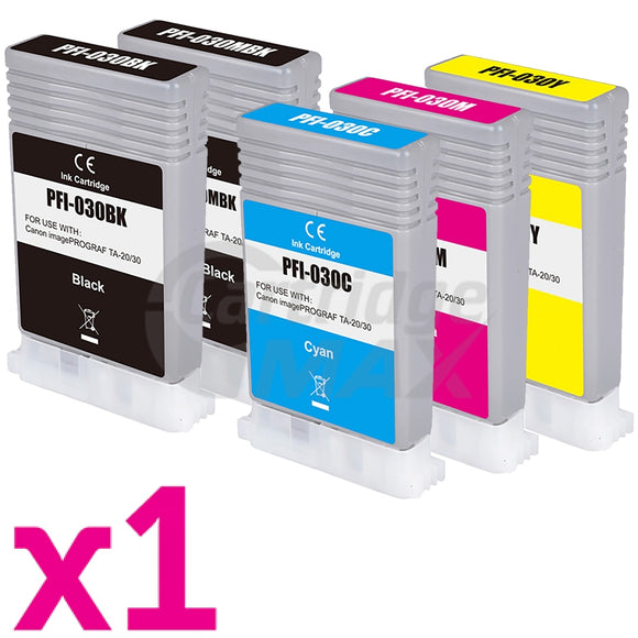 5 Pack Generic Canon PFI-030 Ink Tank Combo [1BK,1MBK,1C,1M,1Y]