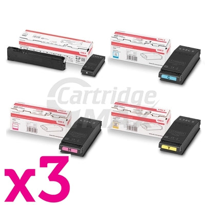 3 Sets of 4 Pack OKI Original C650 C650dn Toner Cartridge Combo YA8001-1088G036 - YA8001-1088G033 [3BK,3C,3M,3Y]