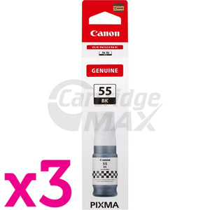 3 x Original Canon GI-55BK Black Ink Bottle