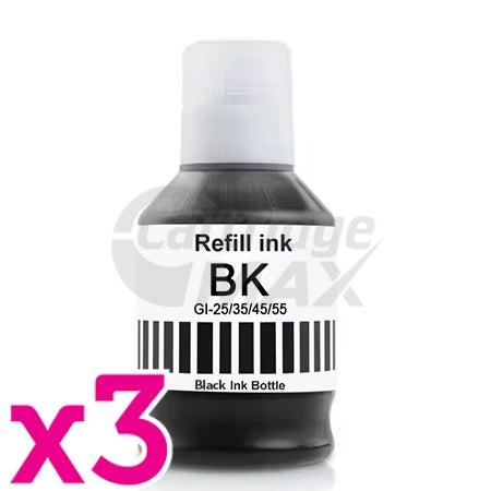 3 x Generic Canon GI-55BK Black Ink Bottle