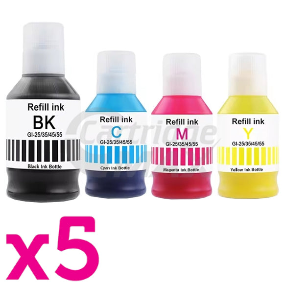 20-Pack Generic Canon GI-55 Ink Bottle Combo [5BK,5C,5M,5Y]