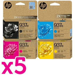 20 Pack HP 937e EvoMore Original Ink Cartridges Combo 4S6W9NA - 4S6W6NA [5BK,5C,5M,5Y]