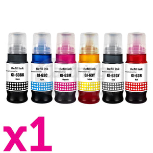 6-Pack Generic Canon GI63 Ink Bottle [1BK,1C,1M,1Y,1GY,1R]