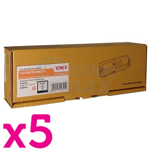 5 x OKI C532DN / MC573DN Original Black Toner Cartridge (46490612)