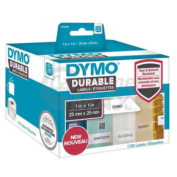 Dymo 1933083 Original Durable Industrial White Label Roll 25mm x 25mm - 1700 labels per pack