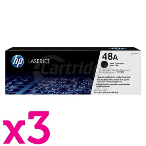 3 x HP 48A CF248A Original Black Toner Cartridge - 1,000 Pages