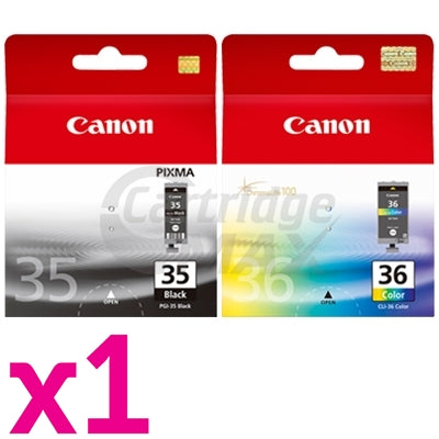 2 Pack Canon PGI-35BK CLI-36C Original InkJet Cartridges [1BK,1C]