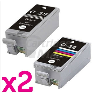 4 Pack Canon PGI-35BK CLI-36C Generic InkJet Cartridges Combo [2BK,2C]