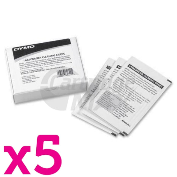 5 x Dymo 60622 Original LabelWriter Print Head Cleaning Kit - 10 Cleaning Cards