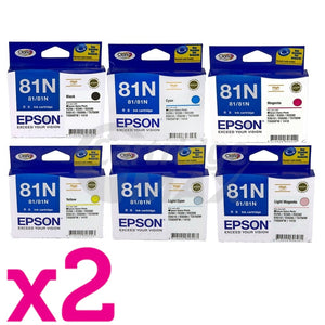 12 Pack Original Epson 81N HY Ink Cartridges [2BK,2C,2M,2Y,2LC,2LM]