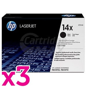 3 x HP CF214X (14X) Original Black Toner Cartridge - 17,500 Pages