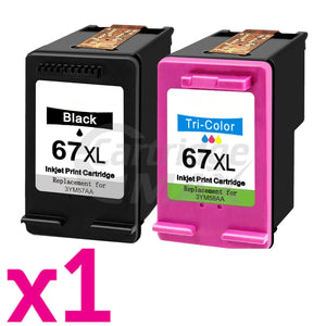 2 Pack HP 67XL Generic High Yield Inkjet Cartridges 3YM57AA + 3YM58AA [1BK,1CL]