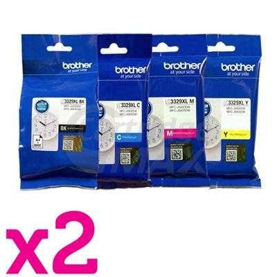 8 Pack Brother LC-3329XL High Yield Original Ink Cartridges Combo [2BK, 2C, 2M, 2Y]