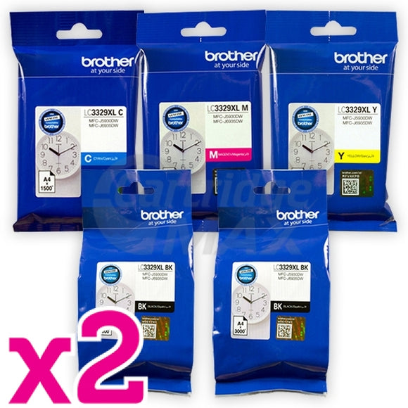 10 Pack Brother LC-3329XL High Yield Original Ink Cartridges Combo [4BK, 2C, 2M, 2Y]