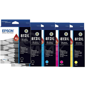 5 Pack Epson 812XL (C13T05E192-C13T05E492) Original High Yield Ink Cartridge Combo [2BK,1C,1M,1Y]