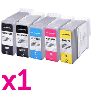 5 Pack Generic Canon PFI-107 Ink Cartridge Combo [1BK,1MBK,1C,1M,1Y]