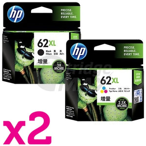 4 Pack HP 62XL Original High Yield Inkjet Cartridges C2P05AA + C2P07AA [2BK,2CL]