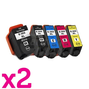 10 Pack Epson 302XL (C13T01X192,C13T01Y192-C13T01Y492) Generic High Yield Ink Combo [2BK+2PBK+2C+2M+2Y]