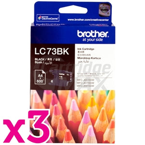 3 x Brother LC-73BK Original Black Ink Cartridge - 600 pages each