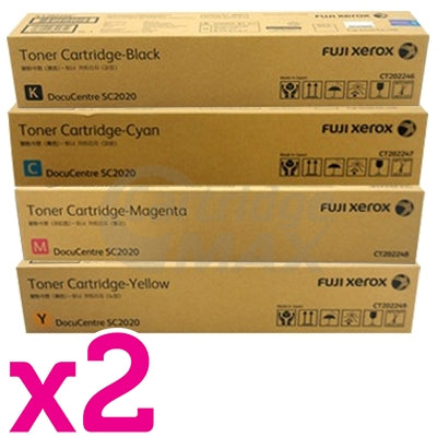 2 sets of 4 Pack Fuji Xerox DocuCentre SC2020 Original Toner Combo (CT202246 - CT202249)