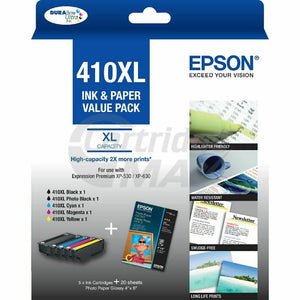 5 Pack Epson 410XL (C13T339796) Original High Yield Value Pack [1BK,1PBK,1C,1M,1Y] *Damaged packaging*