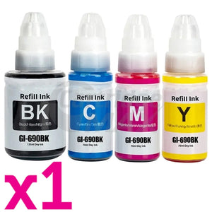 4-Pack Generic Canon GI690 Ink Bottles [BK+C+M+Y]