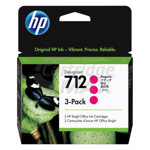 HP 712 Original [Tri Pack] Magenta Inkjet Cartridge 3ED78A 29ml each