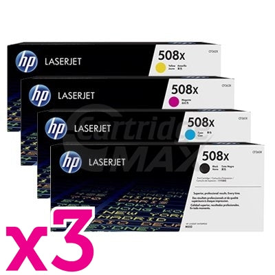 3 sets of 4 Pack HP 508X (CF360X-CF363X) Original Toner Cartridges  [3BK,3C,3M,3Y]