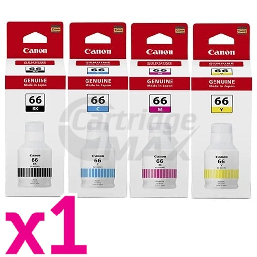 4-Pack Original Canon GI-66 Ink Bottle Combo [1BK,1C,1M,1Y]