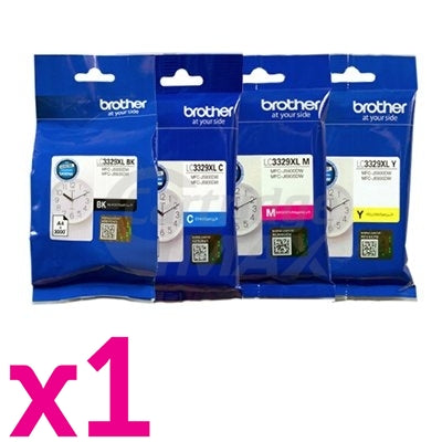 4 Pack Brother LC-3329XL High Yield Original Ink Cartridges Combo [1BK, 1C, 1M, 1Y]