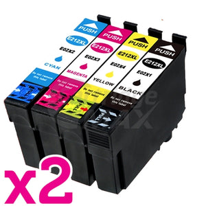 8 Pack Generic Epson 212XL (C13T02X192-C13T02X492) High Yield Ink Cartridges Combo [2BK,2C,2M,2Y]