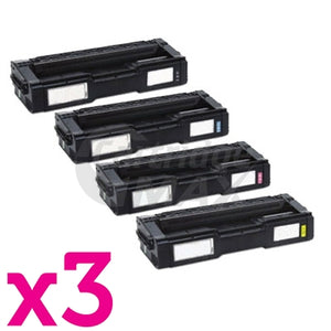 3 Sets of 4 Pack Lanier SPC220 / SPC221 / SPC222 / SPC240 (406059-406062) Generic Toner Combo [3BK+3C+3M+3Y]